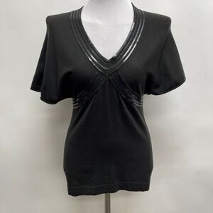 Ann Taylor Loft Women's Sweater XS Black‎ V-Neck Sequins